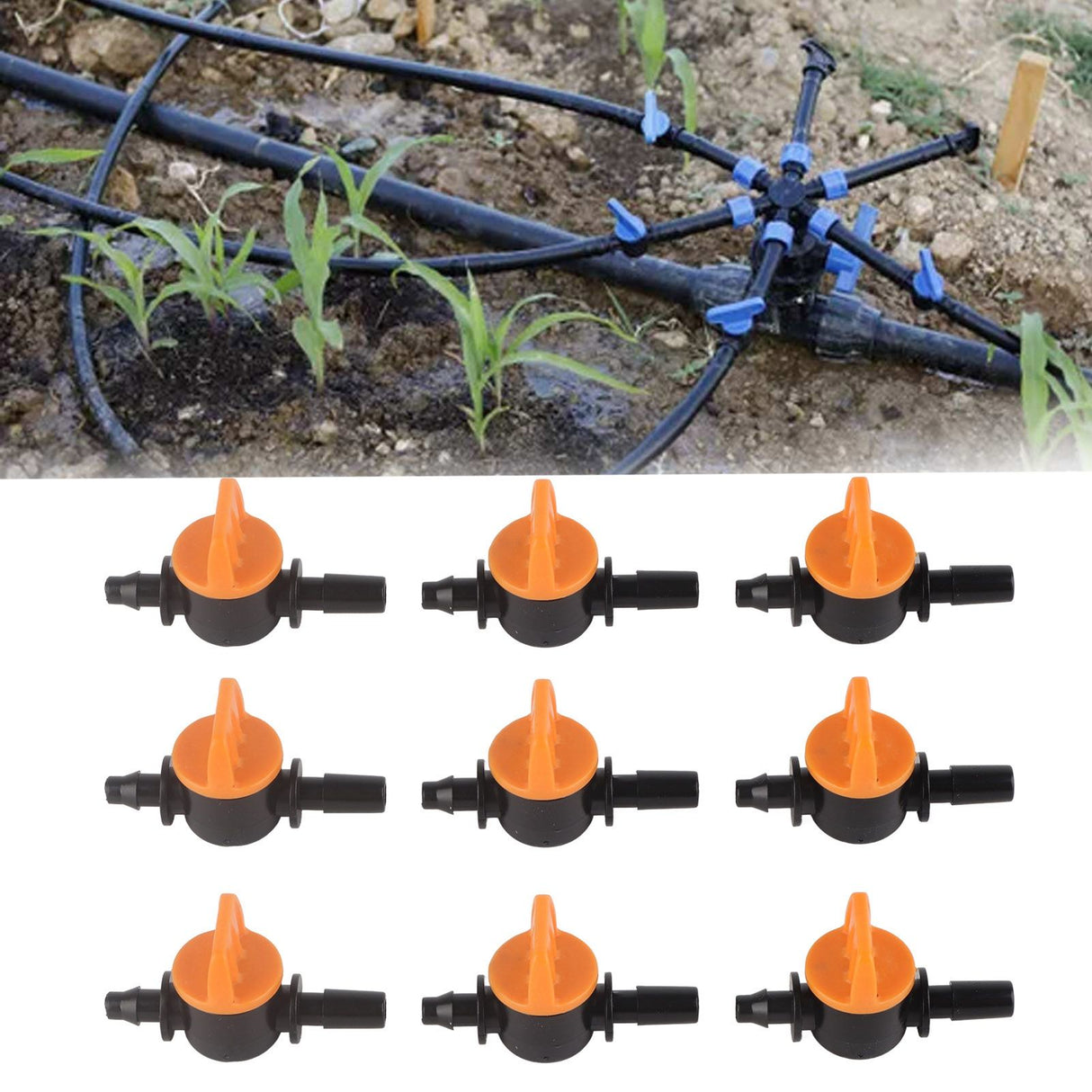 50pcs Drip Irrigation Valve 4/7mm Outer Diameter 6mm/0.2in Drip Irrigation Switching Valve for Irrigation System