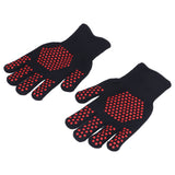 Heat Resistant Gloves 25cm Separate Fingers Hot Proof Mitts Cooking Tool for BBQ Welding - Close-Up Angle