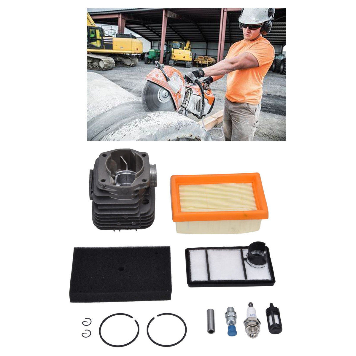 49mm Cylinder Piston Air Fuel Filter Kit for Stihl TS400 Concrete Cut Off Saw Replace 4223 020 1200