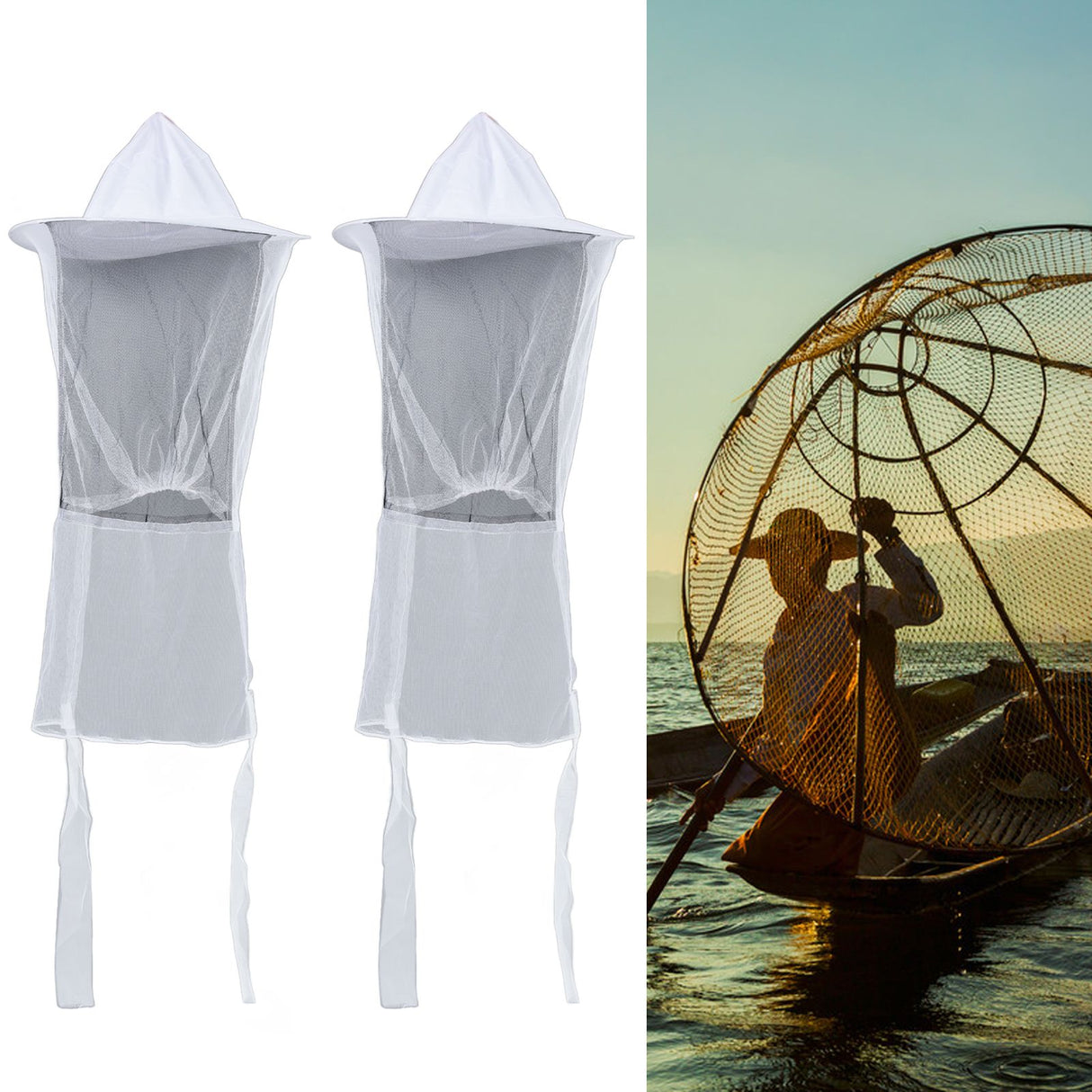 2pcs Beekeeper Protective Hat Beekeeping Protector Hat with Breathable Mesh for Fishermen Hunters Hikers Campers