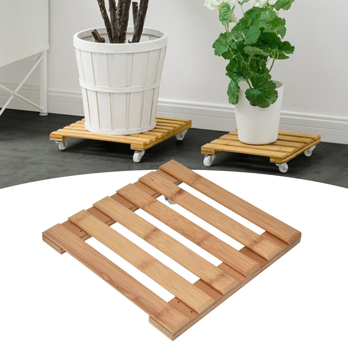 Plant Roller Base Stand Square with 360° Removable Caster Wheel for Flower Pot 25x25cm S