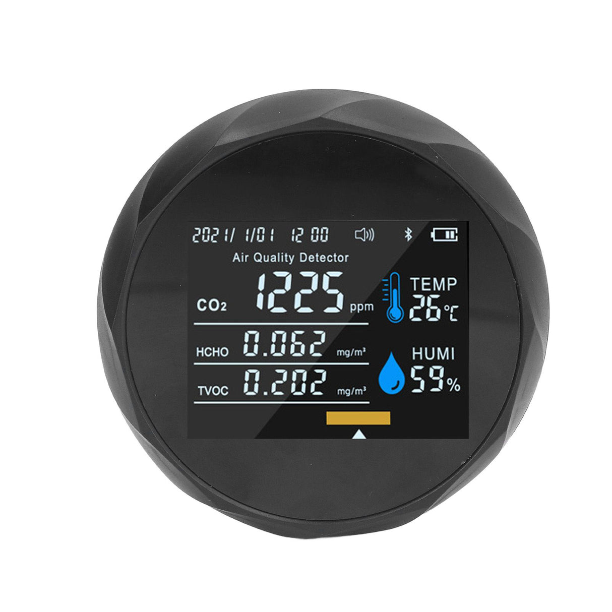 Air Quality Monitor Real Time Intelligent Color Screen Display USB Charging Portable Digital Air Quality Detector 5VBlack