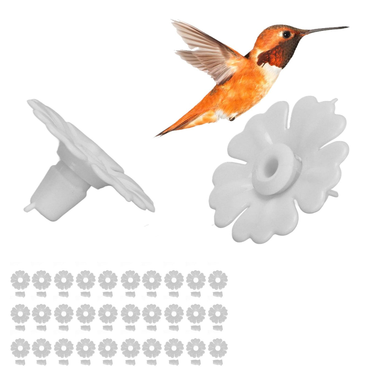 30 Set Hummingbird Feeder Flowers Hanging Bird Feeding Ports Replacement Parts Garden SuppliesWhite
