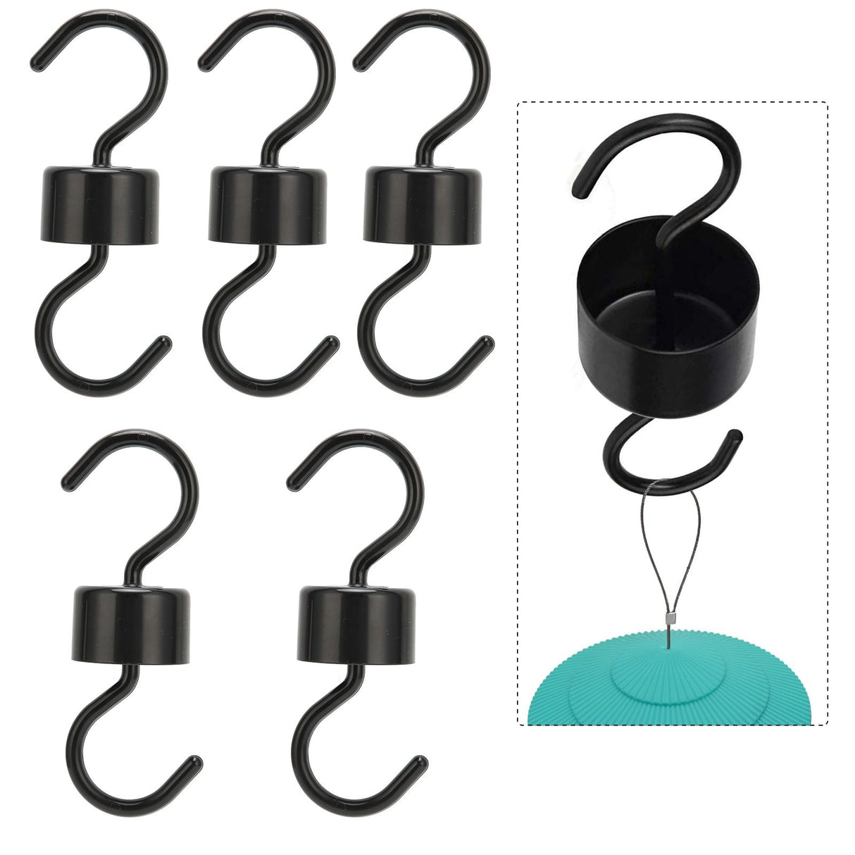 5Pcs Bird Feeder Hooks Black ABS Sturdy Easy Install Beautiful Ant Prevention Hooks for Garden