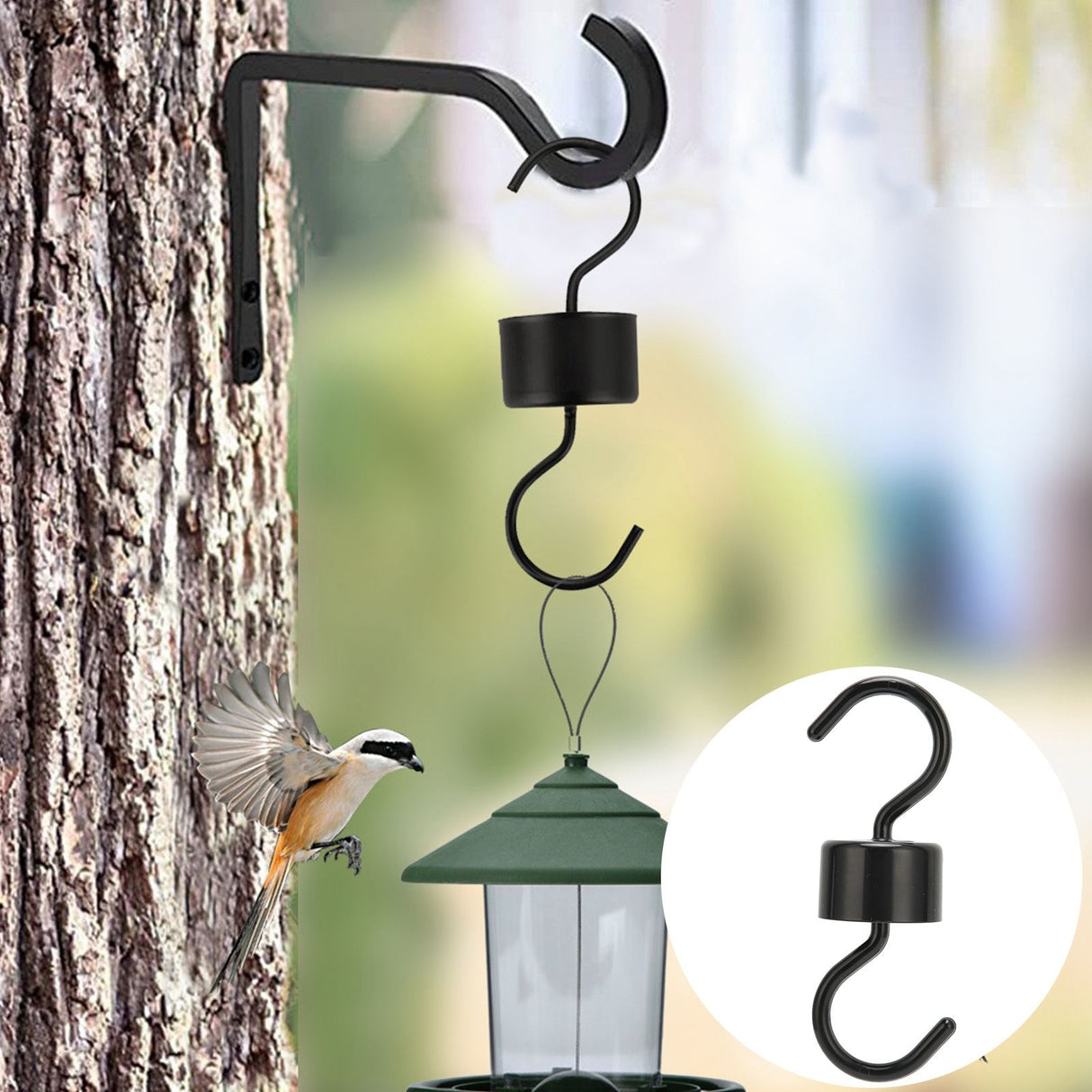 5Pcs Bird Feeder Hooks Black ABS Sturdy Easy Install Beautiful Ant Prevention Hooks for Garden