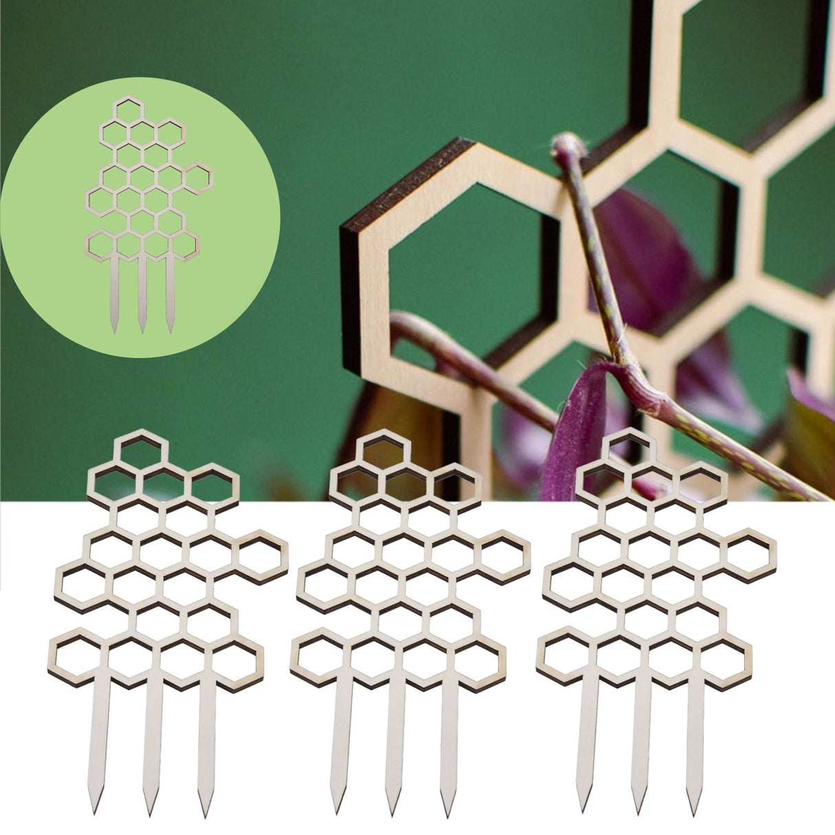 3PCS Potted Plant Trellis DIY Wood Plant Climbing Support Holder for Outdoor Garden Balcony
