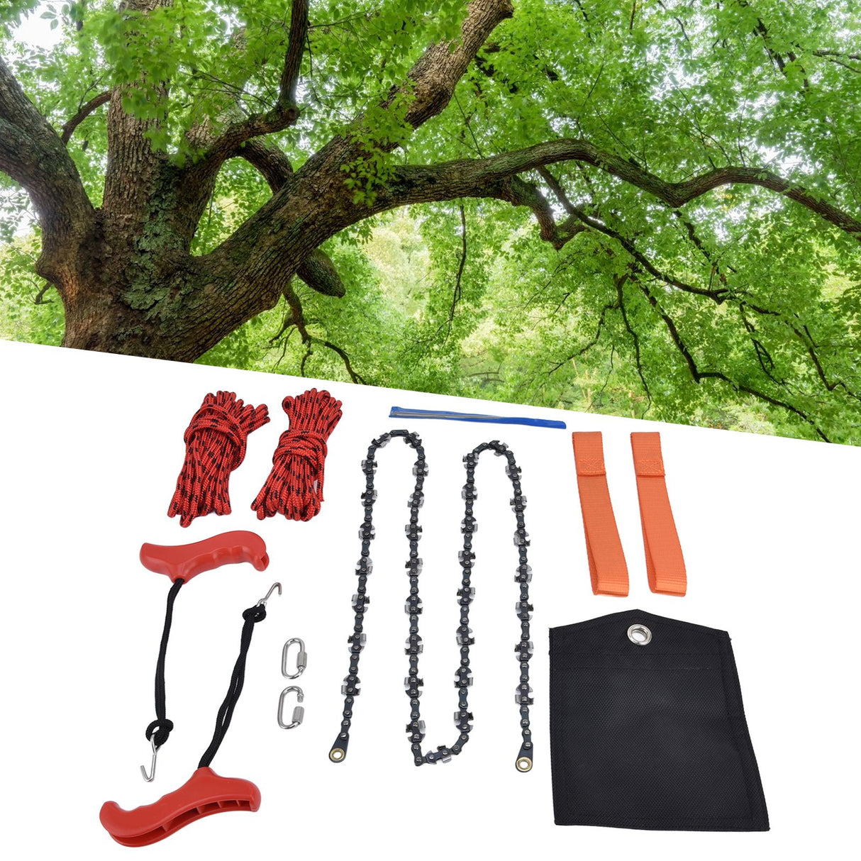 Hand Rope Chain Saw Efficient Both Sides Teeth Blades Folding Pocket Chainsaw for Tree Limb 53 Inch