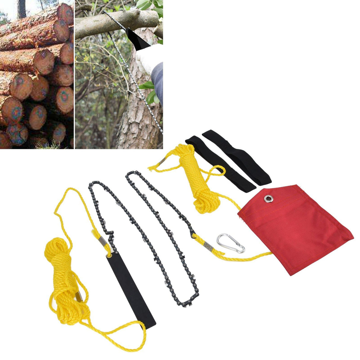 48 Inch Tree Limb Hand Rope Chain Saw 63 Teeth High Hardness Comfortable Handle Folding Pocket Chainsaw for Tree Pruning