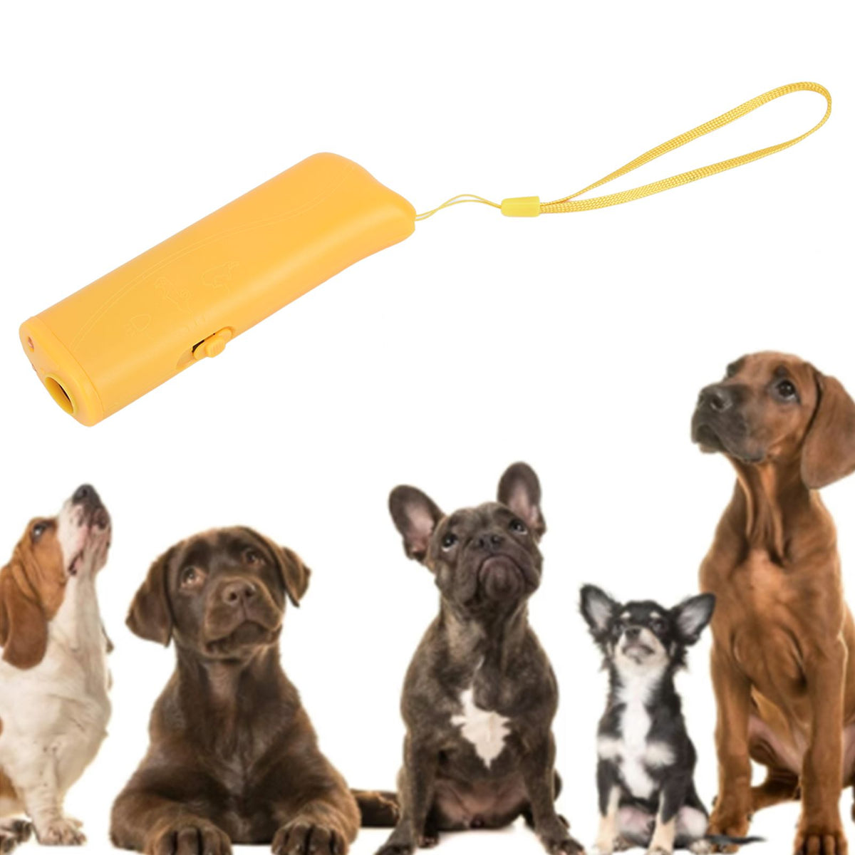 Ultrasonic Dog Trainer Device Portable Effective Dog Repeller for Barking Digging ChewingYellow