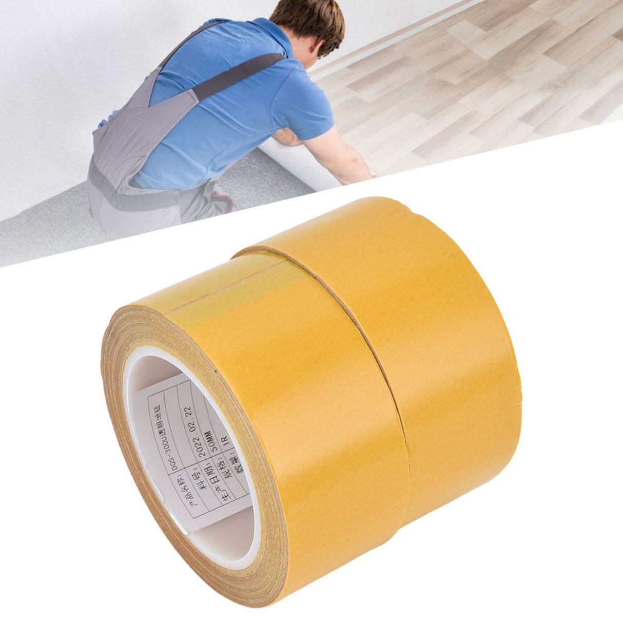 2Roll Double Sided Carpet Tape 10m Length Strong Adhesive Fiberglass for Hardwood Floor Door Window