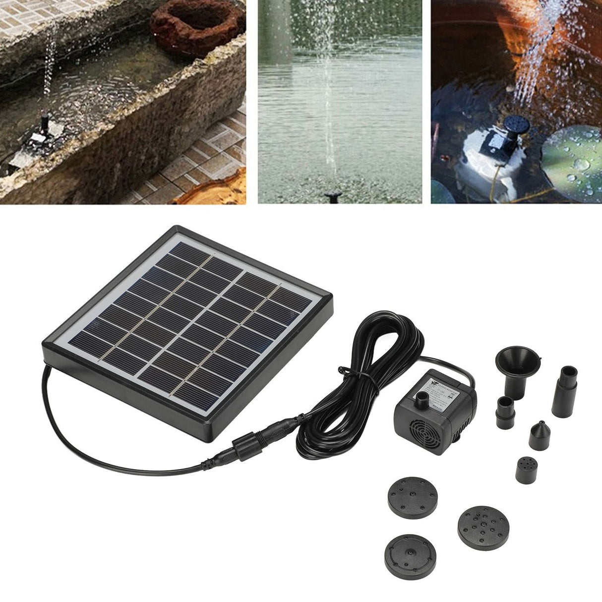 Solar Fountain Pump Energy Saving High Efficiency Black Solar Fountain for Garden Bird Bath Small Pond 2W