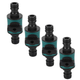 4pcs Hose Quick Connector Plastic Leakage Proof Dual Head Garden Hose Adapter for Irrigation System - Top-Down View
