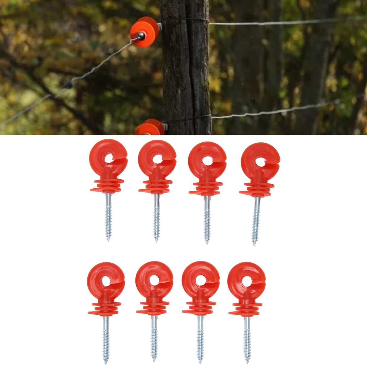 50PCS Fence Insulator Screw In Rainproof Sun Protection Plastic Steel Electric Fence Insulators for Electronic Fence Red