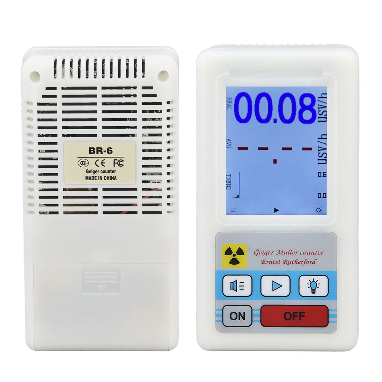 BR‑6 Geiger Counter Easy Reading Multifunctional Radioactive Detector for Nuclear Radiation Electromagnetic Radiation