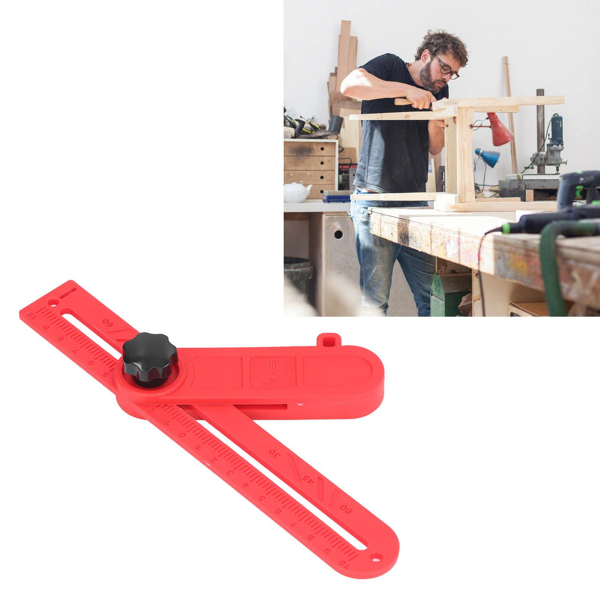 Plastic Angle Measuring Ruler Adjustable DIY Angle Finder Protractor for Woodworking and Home Improvement