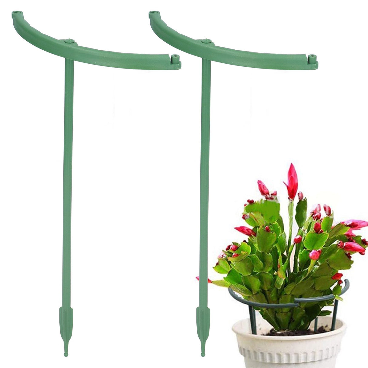 12 Sets Plant Support Stakes with Half Round Support Ring Plastic Garden Tool for Flower Pot Vegetable