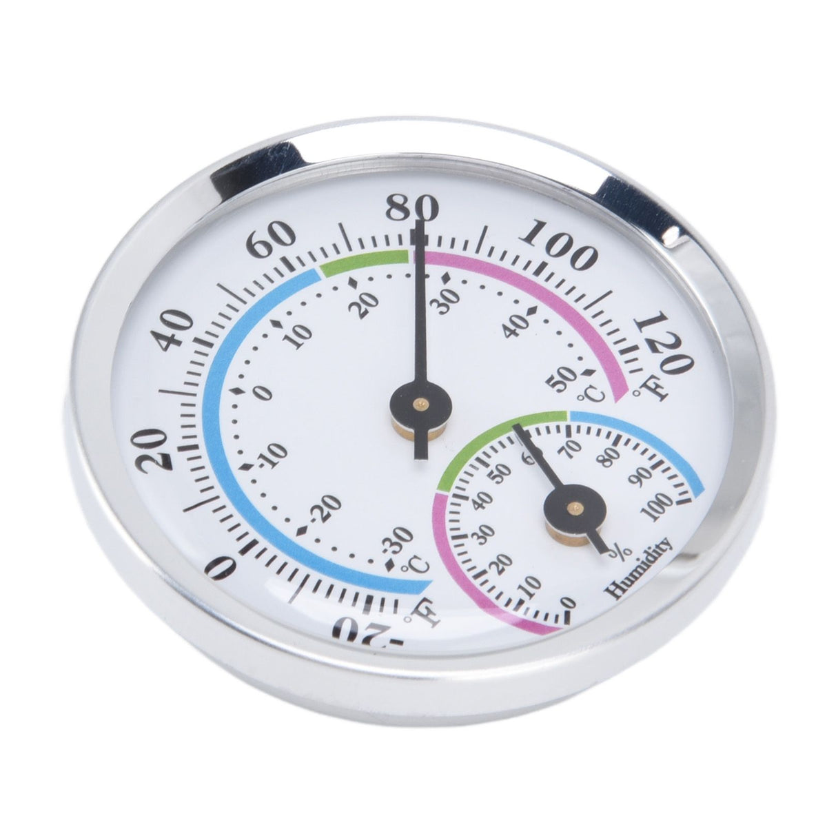 Mini Indoor Thermometer Hygrometer 2 in 1 Compact Structure Clear Scale Silver Humidity Monitor Gauge for Greenhouses