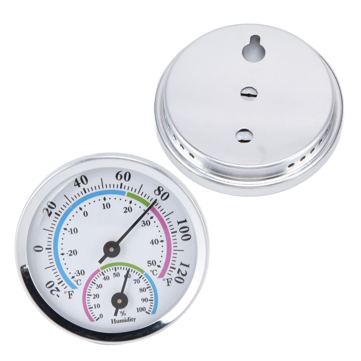 Mini Indoor Thermometer Hygrometer 2 in 1 Compact Structure Clear Scale Silver Humidity Monitor Gauge for Greenhouses