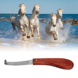 Horse Hoof Knife Hoof Trimming Tool with Wooden Handle Stainless Steel Blade for Farm Single Edged Left Hand