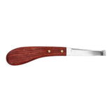 Horse Hoof Knife Hoof Trimming Tool with Wooden Handle Stainless Steel Blade for Farm Single Edged Right Hand - Front View
