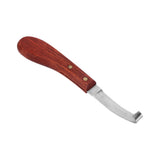 Horse Hoof Knife Hoof Trimming Tool with Wooden Handle Stainless Steel Blade for Farm Single Edged Right Hand - Rear View