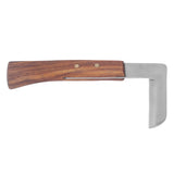 Steel L Shape Hoof Knife Ergonomic Curved Handle Hoof Trimming Tool for Farm Horse Single Blade On Left Hand - Front View