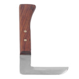 Steel L Shape Hoof Knife Ergonomic Curved Handle Hoof Trimming Tool for Farm Horse Single Blade On Right Hand - Top-Down View