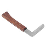 Steel L Shape Hoof Knife Ergonomic Curved Handle Hoof Trimming Tool for Farm Horse Single Blade On Right Hand - Rear View