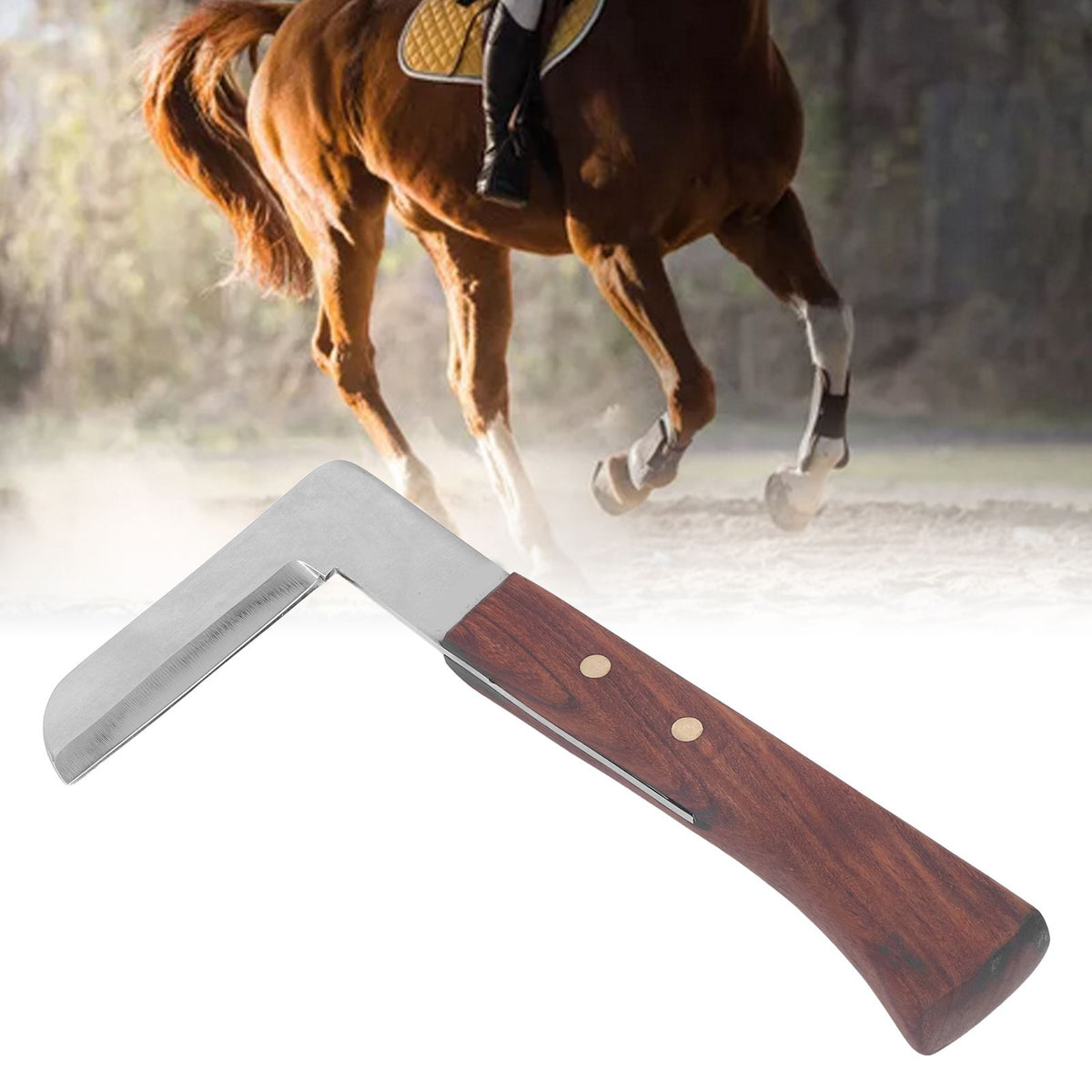 Steel L Shape Hoof Knife Ergonomic Curved Handle Hoof Trimming Tool for Farm Horse Single Blade On Right Hand