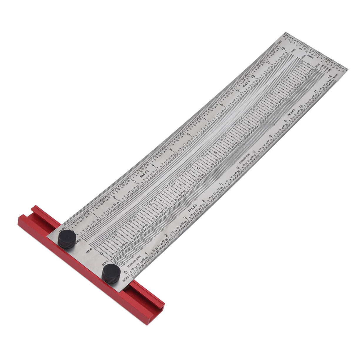 T Rule Stainless Steel Silver Scribing Ruler Woodworking Measuring Tool Positioning Gauge 12in