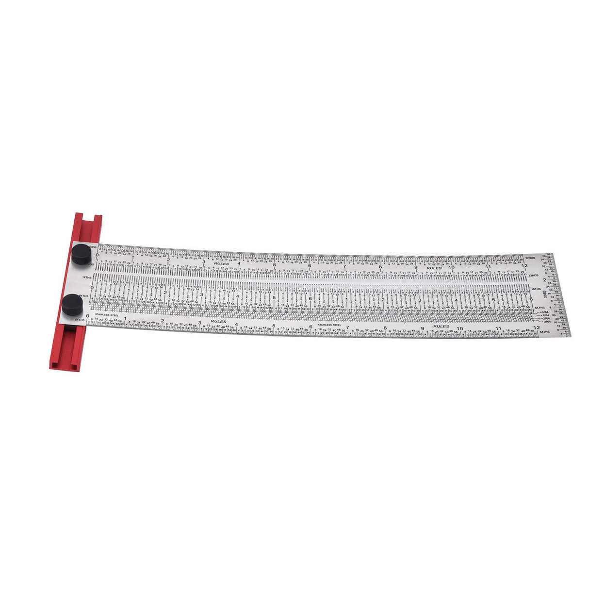 T Rule Stainless Steel Silver Scribing Ruler Woodworking Measuring Tool Positioning Gauge 12in