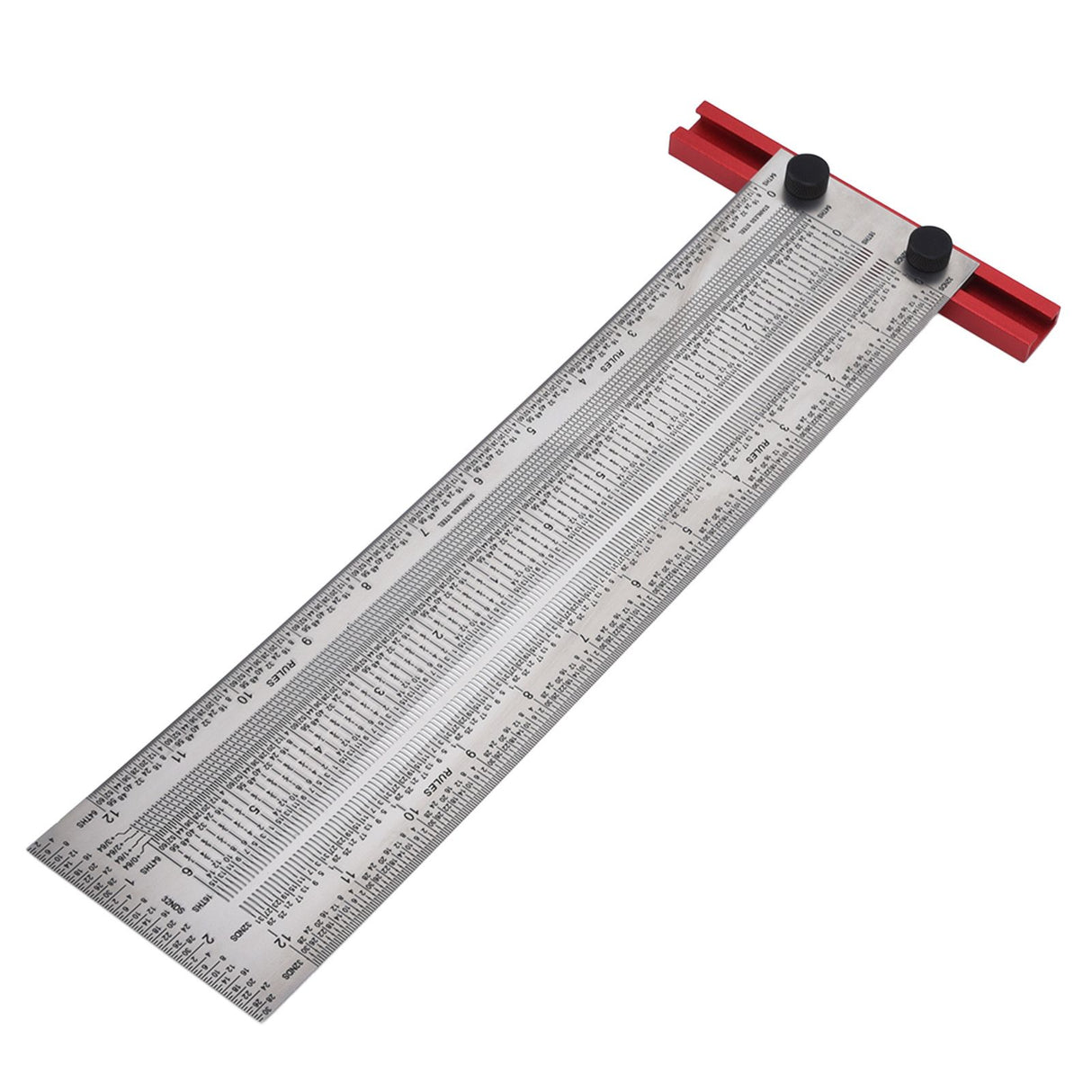 T Rule Stainless Steel Silver Scribing Ruler Woodworking Measuring Tool Positioning Gauge 12in
