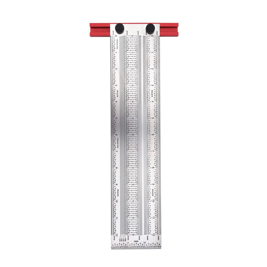 12in silver stainless steel T rule scribing ruler for woodworking, image 9