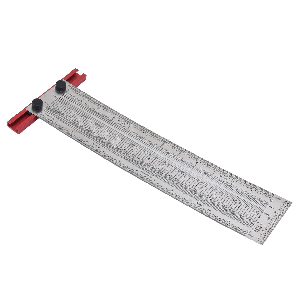 T Rule Stainless Steel Silver Scribing Ruler Woodworking Measuring Tool Positioning Gauge 12in