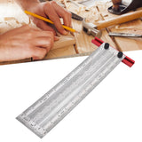 T Rule Stainless Steel Silver Scribing Ruler Woodworking Measuring Tool Positioning Gauge 12in - Extra Image