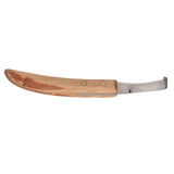 Left Hand Hoof Knife with Wooden Handle Steel Curved Livestock Cattle Hoof Trimming Tool - Side View