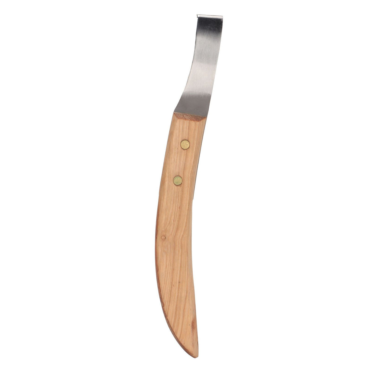 Left Hand Hoof Knife with Wooden Handle Steel Curved Livestock Cattle Hoof Trimming Tool