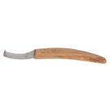 Left Hand Hoof Knife with Wooden Handle Steel Curved Livestock Cattle Hoof Trimming Tool - 45-Degree Angle