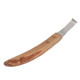 Left Hand Hoof Knife with Wooden Handle Steel Curved Livestock Cattle Hoof Trimming Tool - Rear View