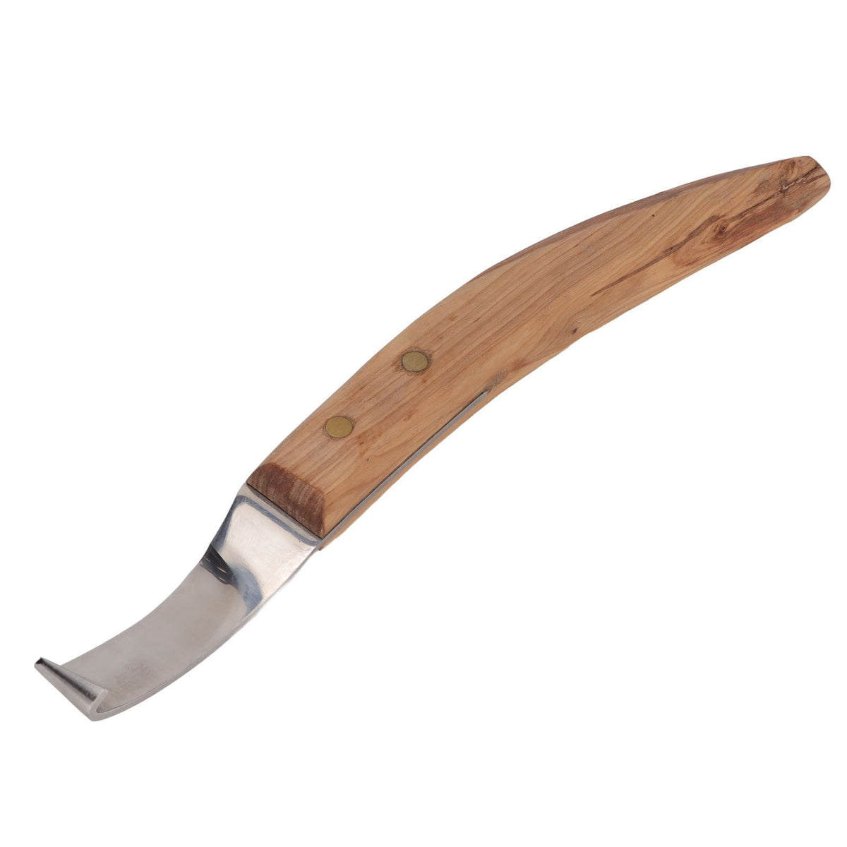 Left Hand Hoof Knife with Wooden Handle Steel Curved Livestock Cattle Hoof Trimming Tool