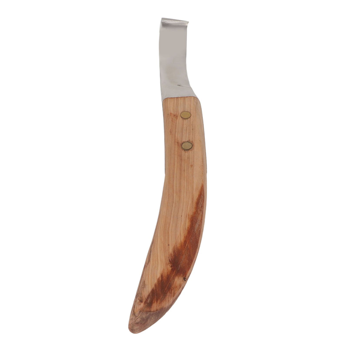 Left Hand Hoof Knife with Wooden Handle Steel Curved Livestock Cattle Hoof Trimming Tool