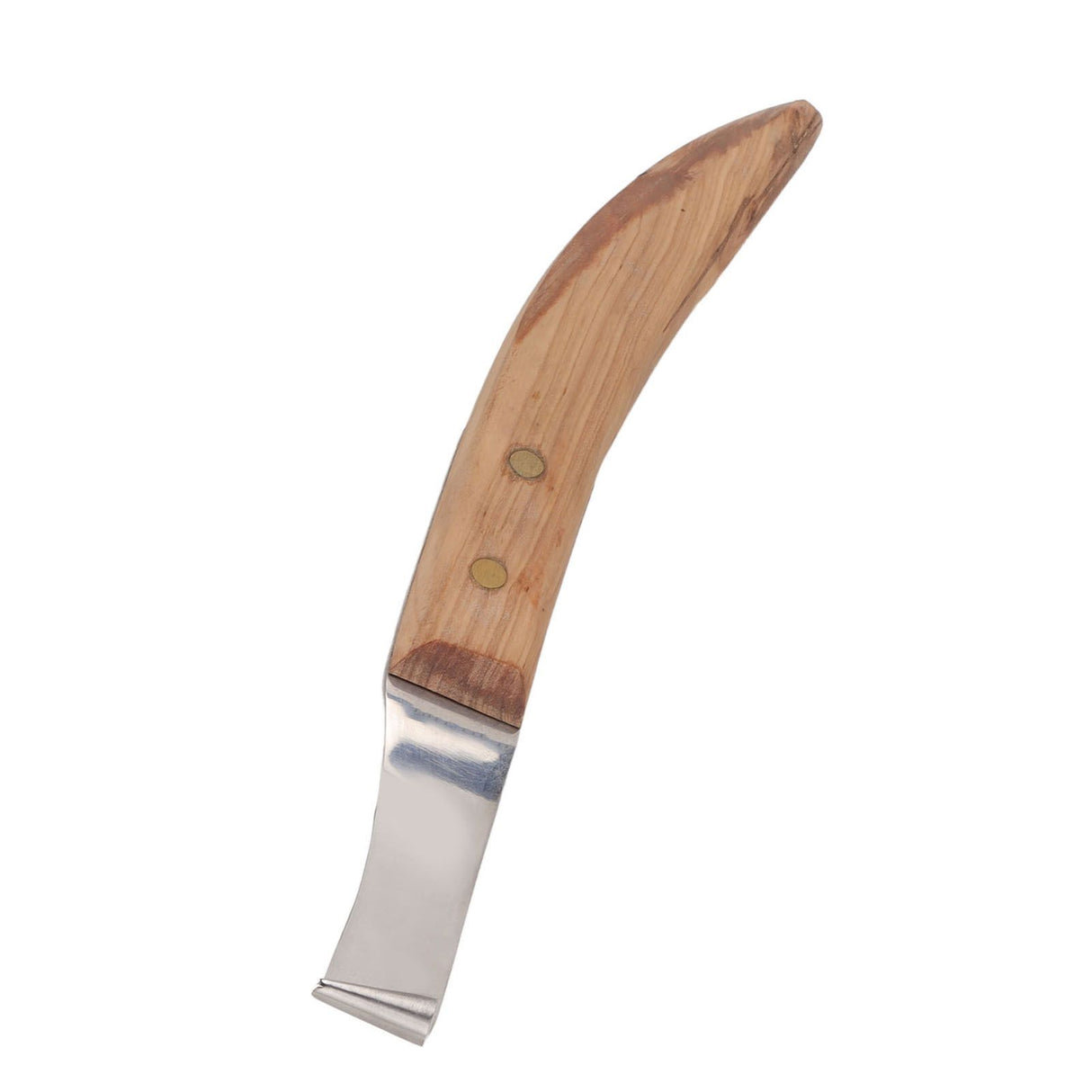 Left Hand Hoof Knife with Wooden Handle Steel Curved Livestock Cattle Hoof Trimming Tool