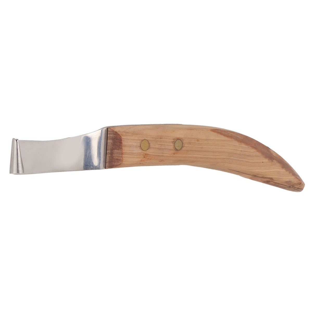 Left Hand Hoof Knife with Wooden Handle Steel Curved Livestock Cattle Hoof Trimming Tool