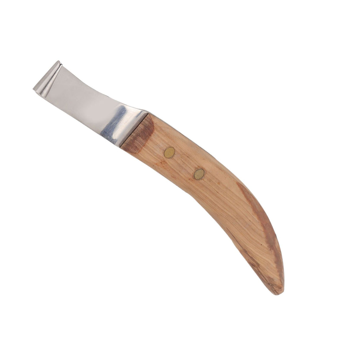 Left Hand Hoof Knife with Wooden Handle Steel Curved Livestock Cattle Hoof Trimming Tool