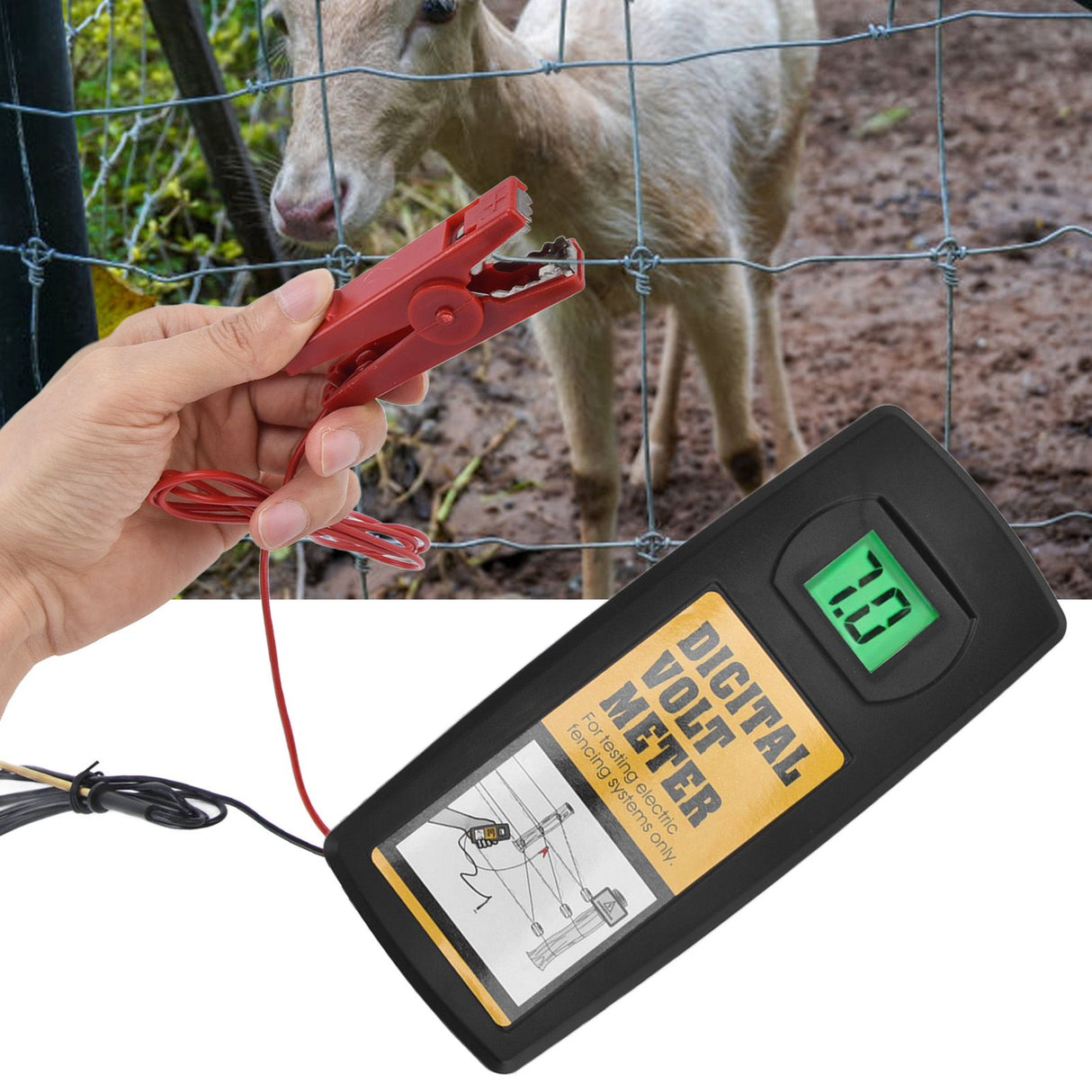 Electric Fence Voltage Meter 9.9KV LCD Digital Display Voltage Tester with Backlight 200‑9900V