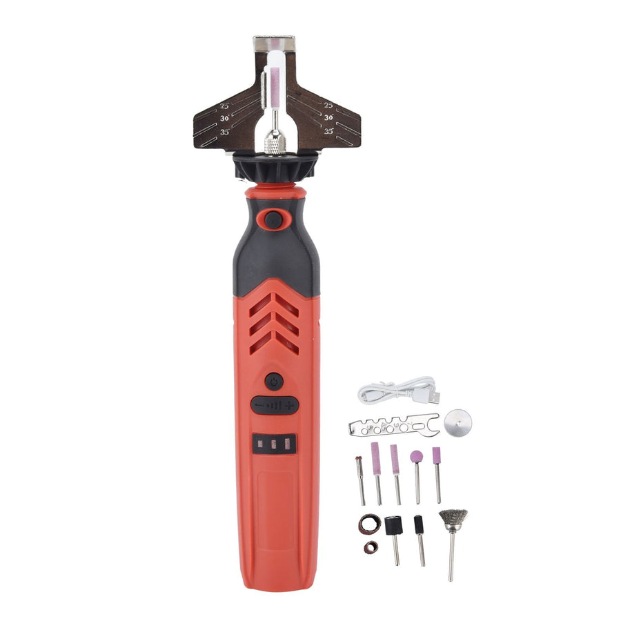 DC3.6V Cordless Saw Sharpener Kit Handheld Chainsaw Sharpening Kit Red Chain Saw Sharpen Tool Set