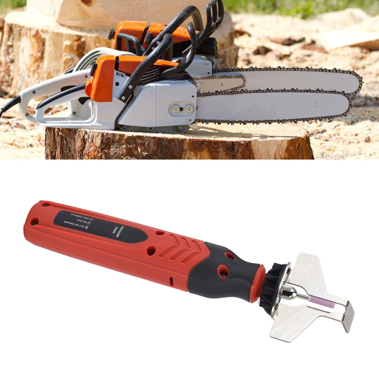 DC3.6V Cordless Saw Sharpener Kit Handheld Chainsaw Sharpening Kit Red Chain Saw Sharpen Tool Set