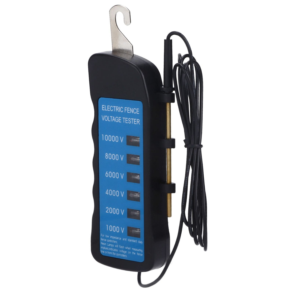 Electric Fence Tester Voltage Meter 10000V Waterproof Portable Tool with 6pcs Light for Farm