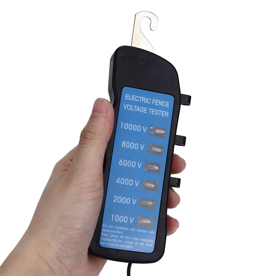 Electric Fence Tester Voltage Meter 10000V Waterproof Portable Tool with 6pcs Light for Farm