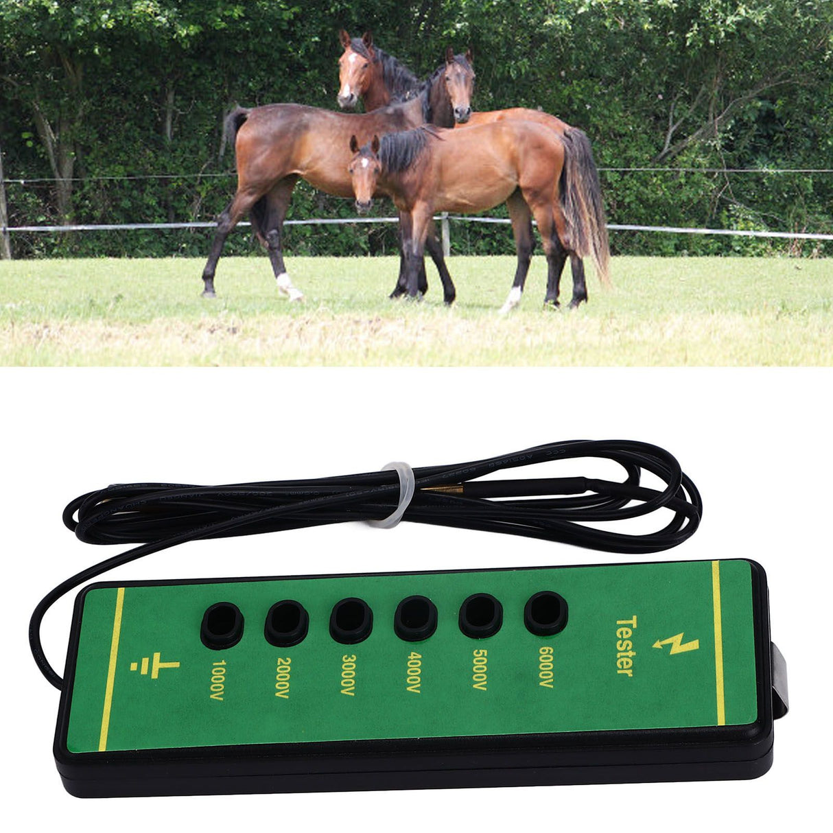 Electric Fence Voltage Tester 6 Indicator Light Maximum 6000V Animal Fence Fault Finder for Farms Livestock Enclosures